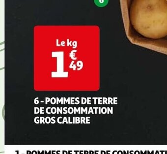 Auchan 6-POMMES DE TERRE DE CONSOMMATION GROS CALIBRE offre