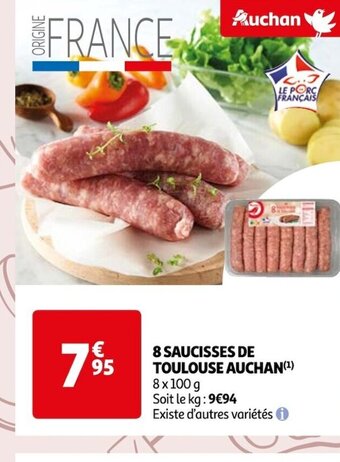 Auchan 8 SAUCISSES DE TOULOUSE AUCHAN offre