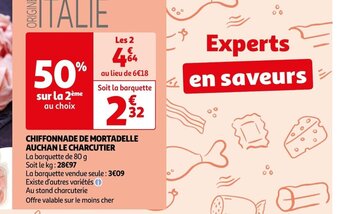 Auchan CHIFFONNADE DE MORTADELLE AUCHAN LE CHARCUTIER offre