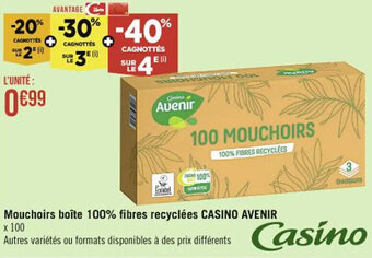 Mouchoirs boîte 100% fibres recyclées CASINO AVENIR