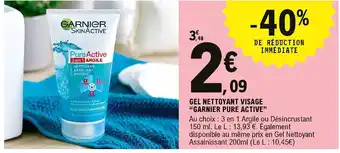 E.Leclerc Gel Nettoyant Visage Garnier Pure Active offre