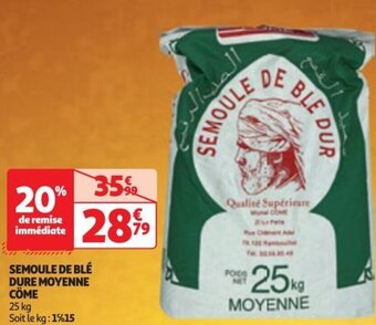 Auchan SEMOULE DE BLÉ DURE MOYENNE CÖME offre