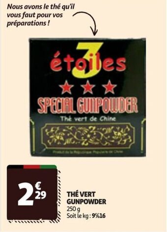 Auchan THÉ VERT GUNPOWDER 250 g offre