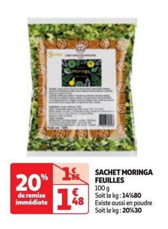 Auchan SACHET MORINGA FEUILLES 100 g offre