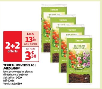 Auchan TERREAU UNIVERSEL 40 AGROLAND (²) offre