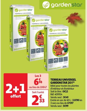 Auchan TERREAU UNIVERSEL GARDENSTAR 20 (¹) offre