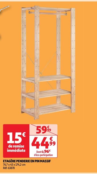 Auchan ETAGÈRE PENDERIE EN PIN MASSIF offre