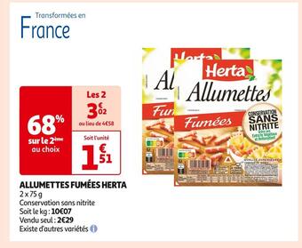 Auchan Supermarché Herta allumettes fumées offre