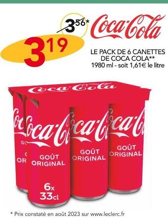 Stokomani Coca cola le pack de 6 canettes de coca cola offre