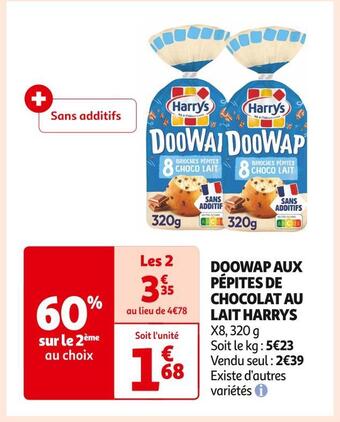 Auchan Supermarché Harry's doowap aux pépites de chocolat lait offre