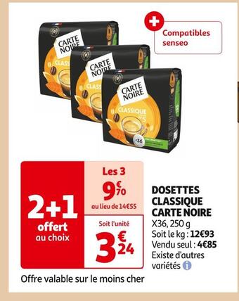 Auchan Supermarché Carte noire dosettes classique offre