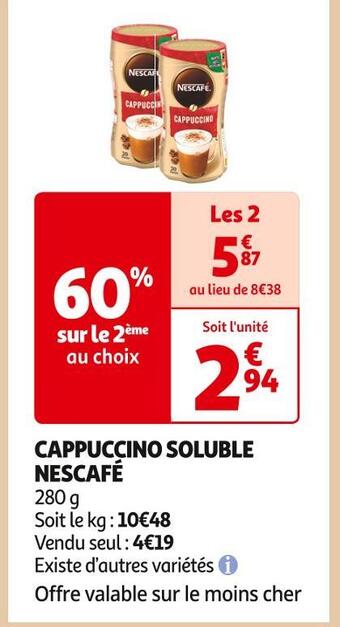Auchan Supermarché Nescafé cappuccino soluble offre