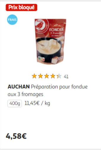 Auchan AUCHAN Préparation pour fondue aux 3 fromages offre