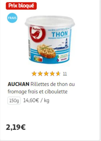 Auchan AUCHAN Rillettes de thon au fromage frais et ciboulette 150g offre