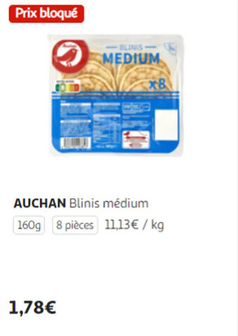 Auchan AUCHAN Blinis médium 160g offre