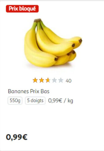 Auchan Bananes Prix Bas 550g offre