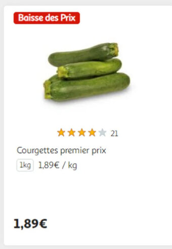 Auchan Courgettes premier prix 1kg offre