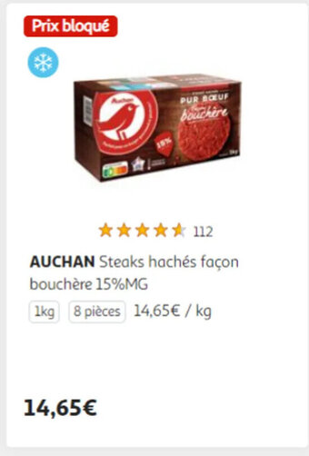 Auchan AUCHAN Steaks hachés façon bouchère 15%MG offre
