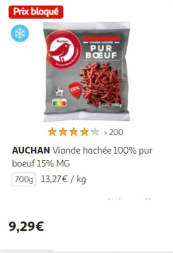 Auchan AUCHAN Viande hachée 100% pur boeuf 15% MG offre