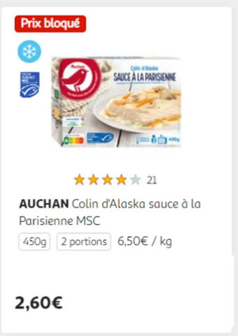 Auchan AUCHAN Colin d'Alaska sauce à la Parisienne MSC offre