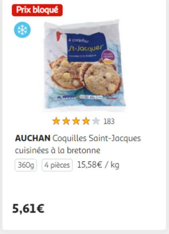 Auchan AUCHAN Coquilles Saint-Jacques cuisinées à la bretonne offre
