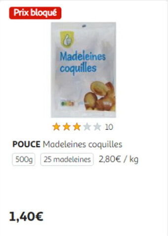 Auchan POUCE Madeleines coquilles 500g offre