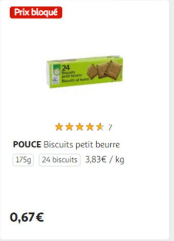 Auchan POUCE Biscuits petit beurre offre