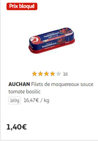 Auchan AUCHAN Filets de maquereaux sauce tomate basilic offre