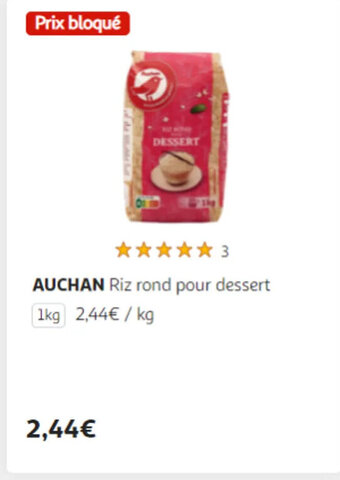 Auchan AUCHAN Riz rond pour dessert offre