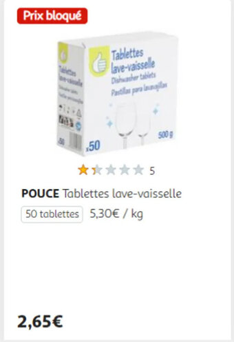 Auchan POUCE Tablettes Lave-vaisselle offre