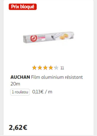 Auchan AUCHAN Film aluminium résistant 20m offre