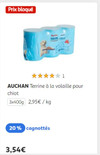Auchan AUCHAN Terrine à la volaille pour chiot offre