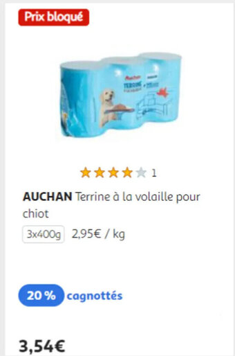 Auchan AUCHAN Terrine à la volaille pour chiot offre