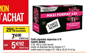Migros Café capsules espresso n9 CARTE NOIRE offre