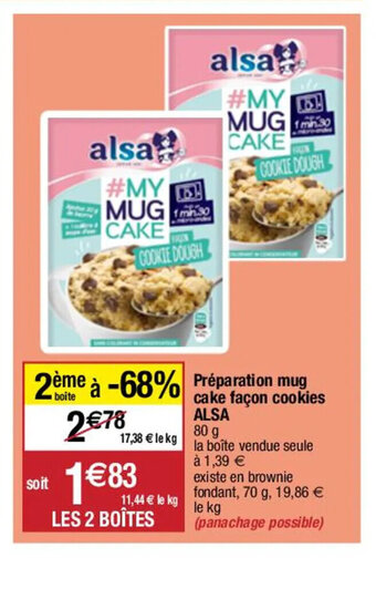 Préparation mug cake façon cookies ALSA