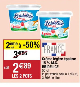 Migros Crème légère épaisse 15 % M.G. BRIDÉLICE offre