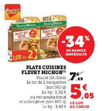 Hyper U PLATS CUISINES FLEURY MICHON offre