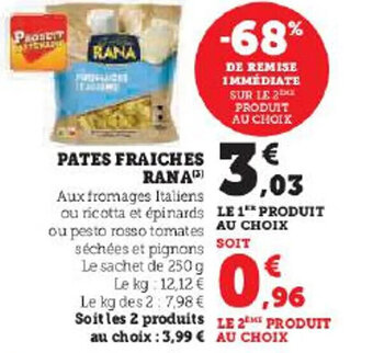 Hyper U PATES FRAICHES RANA offre