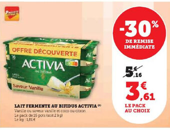 Hyper U LAIT FERMENTE AU BIFIDUS ACTIVIA (2) offre