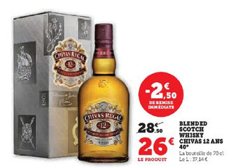 Hyper U BLENDED SCOTCH WHISKY CHIVAS 12 ANS 40° offre