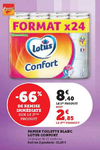Hyper U PAPIER TOILETTE BLANC LOTUS CONFORT offre