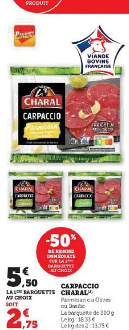 Hyper U CARPACCIO CHARAL offre