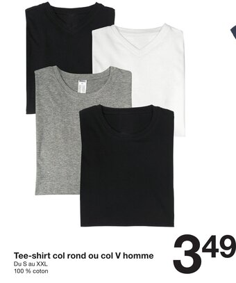 Zeeman Tee-shirt col rond ou col V homme offre
