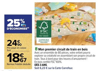 Carrefour Mon premier circuit de train en bois offre