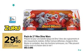 Carrefour Pack de 2 T-Rex Dino Wars offre