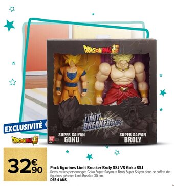 Carrefour Pack figurines Limit Breaker Broly SSJ VS Goku SSJ offre