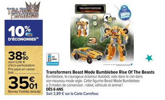 Carrefour Transformers Beast Mode Bumblebee Rise Of The Beasts offre