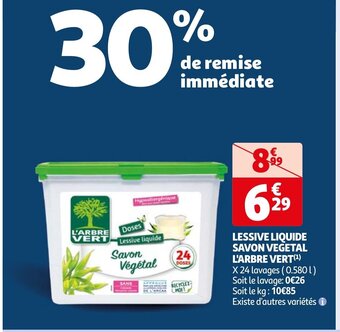 Auchan LESSIVE LIQUIDE SAVON VEGETAL L'ARBRE VERT offre