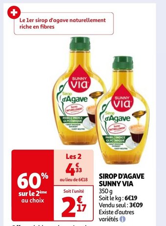 Auchan SIROP D'AGAVE SUNNY VIA offre