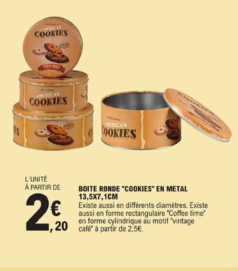 E.Leclerc BOITE RONDE COOKIES EN METAL offre